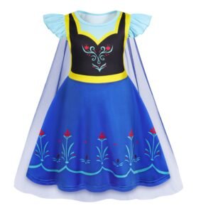 Benylion Anna Princess Dress With Cape Girls Birthday Party Cosplay Costume Toddler Fancy Outfit for 5-6 Years