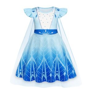Benylion Princess Dress With Cape Girls Birthday Party Cosplay Costume Toddler Ruffle Sleeve Fancy Outfit for 5-6 Years