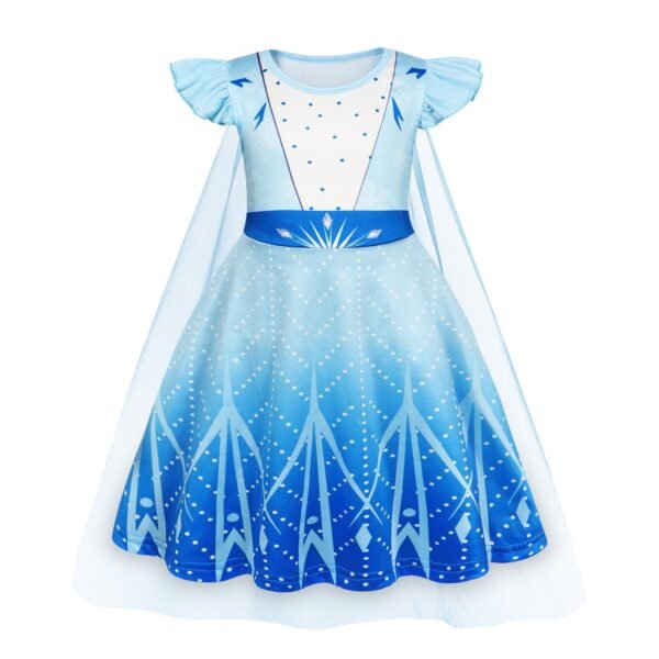Benylion Princess Dress With Cape Girls Birthday Party Cosplay Costume Toddler Ruffle Sleeve Fancy Outfit for 5-6 Years