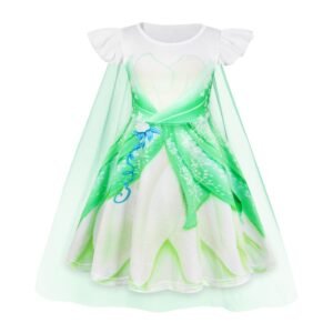 Benylion Princess Dress With Cape Girls Birthday Party Cosplay Costume Toddler Ruffle Sleeve Fancy Outfit for 5-6 Years