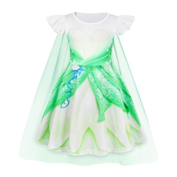 Benylion Princess Dress With Cape Girls Birthday Party Cosplay Costume Toddler Ruffle Sleeve Fancy Outfit for 5-6 Years