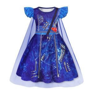 Benylion Princess Dress With Cape Girls Birthday Party Cosplay Costume Toddler Ruffle Sleeve Fancy Outfit for 5-6 Years