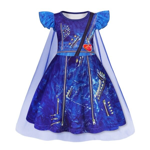 Benylion Princess Dress With Cape Girls Birthday Party Cosplay Costume Toddler Ruffle Sleeve Fancy Outfit for 5-6 Years