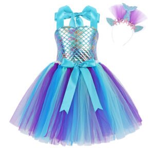 Jurebecia Girls Princess Costume Halloween Dress for Christmas, Birthday with Accessories, Ages