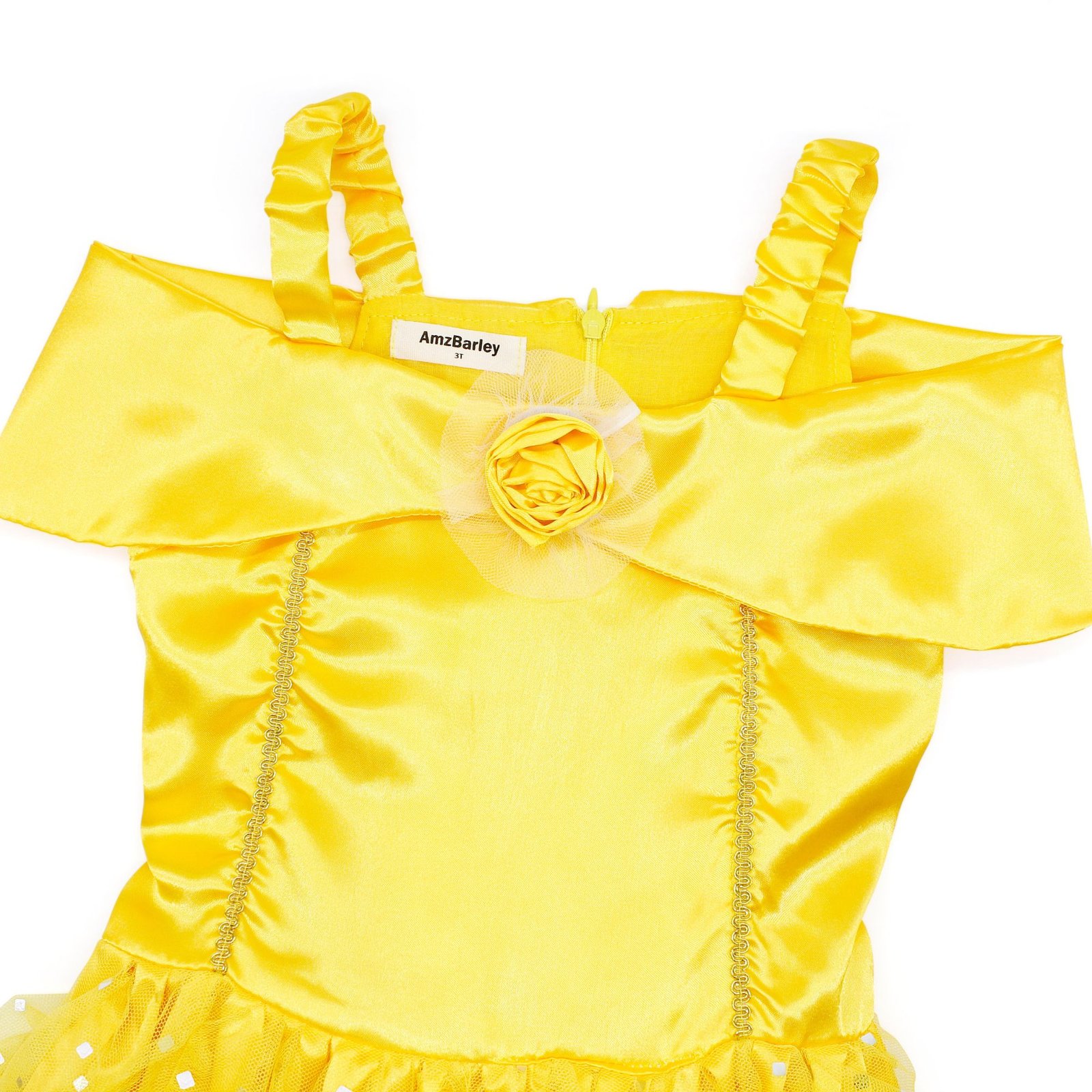Jurebecia Princess Dresses for Girls Halloween Costume Layered Off Shoulder Cosplay Birthday Outfit Yellow Kids Birthday Holiday Theme Party Clothes - 图片 12