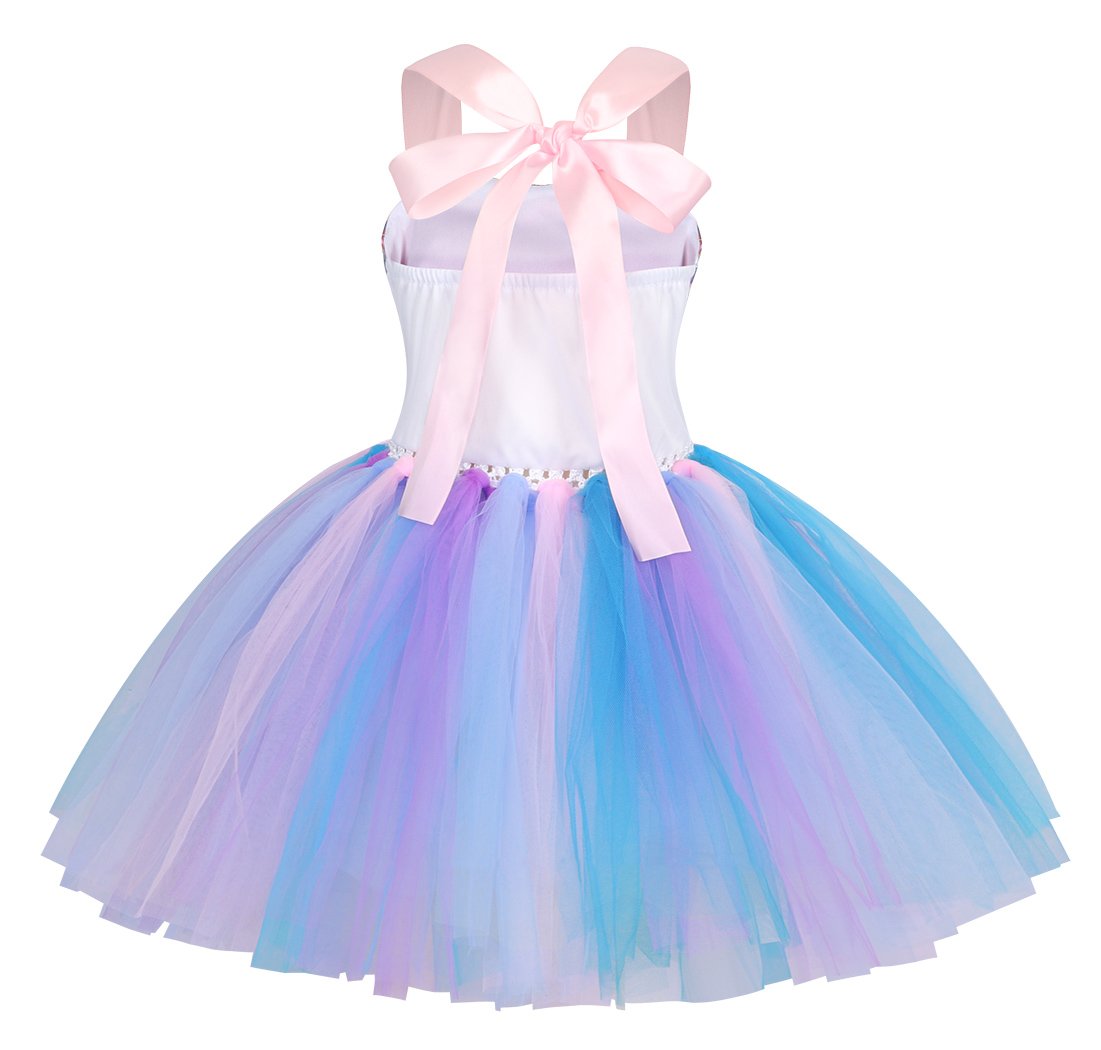 Jurebecia Little Girls Princess Tulle Dresses Sleeveless Halloween Tutu Skirt for Birthday Halloween Cosplay with Headgear - 图片 6