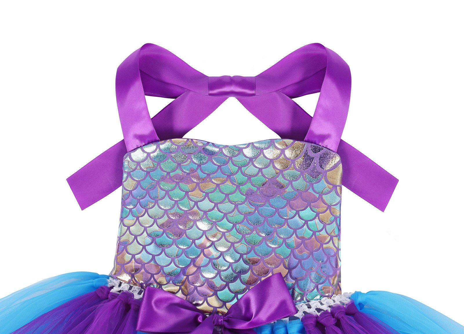 Jurebecia Princess Costume Halloween Dresses for Girls Birthday Cosplay Tutu Dress with hairband - 图片 5