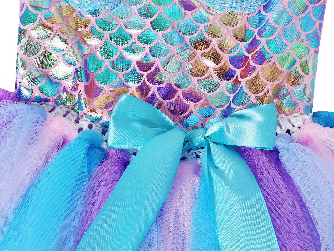 Jurebecia Little Girls Princess Tulle Dresses Sleeveless Halloween Tutu Skirt for Birthday Halloween Cosplay with Headgear - 图片 9