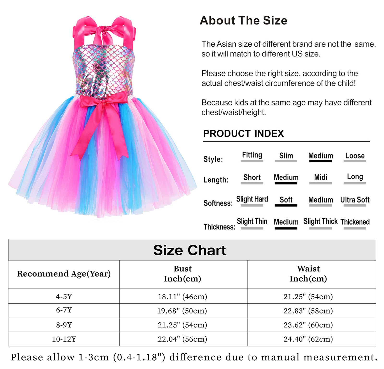 Jurebecia Little Girls Princess Dresses Cosplay Costume Birthday Party Halloween Cosplay Costumes with hairband - 图片 2