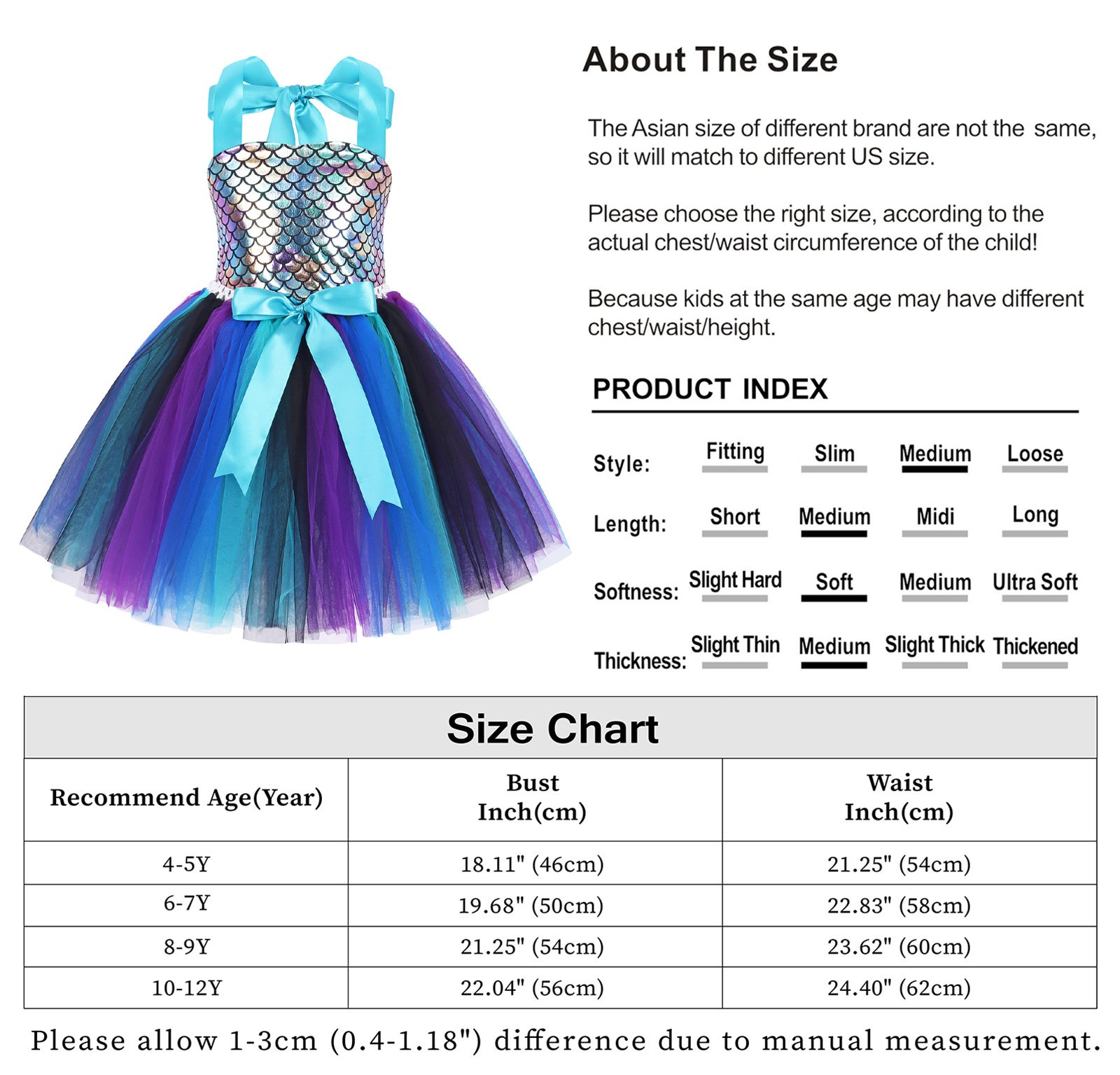 Jurebecia Little Girls Princess Cosplay Dress Birthday Party Halloween Cosplay Costumes with hairband - 图片 2