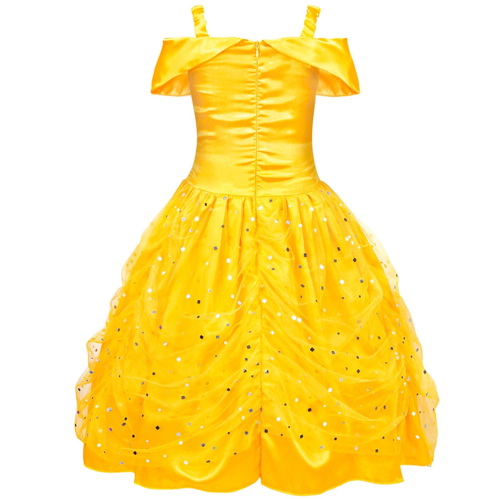 Jurebecia Princess Dresses for Girls Halloween Costume Layered Off Shoulder Cosplay Birthday Outfit Yellow Kids Birthday Holiday Theme Party Clothes - 图片 11