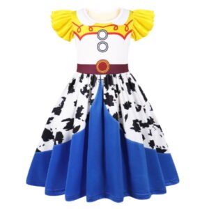 Benylion Jessie Toy Story Girls Summer Dress Child Buzz Lightyear Cosplay Party Outfit Ruffle Sleeve Print Dresses for Kids Princess Costume for 7-8Years