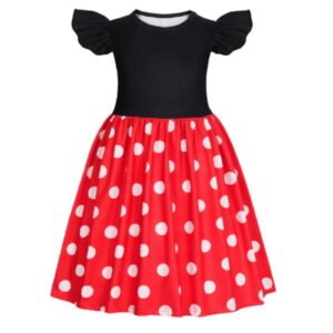 Benylion Minnie Dress Girl Costume Polka Dot Halloween Mouse Cosplay Party Dress for 7-8 Years