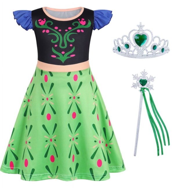 Benylion Anna Dress for Girls Kids Princess Anna Costume Cosplay Outfit Birthday Party Dress Outfits for 5-6 years