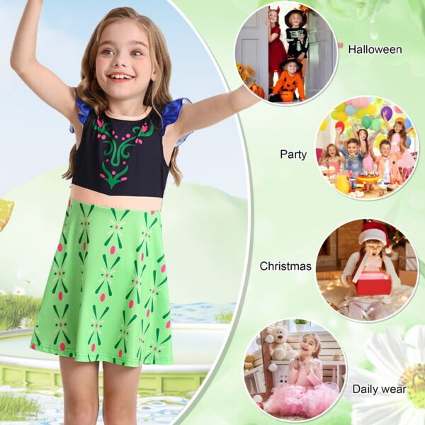 Benylion Anna Dress for Girls Kids Princess Anna Costume Cosplay Outfit Birthday Party Dress Outfits for 5-6 years - 图片 7