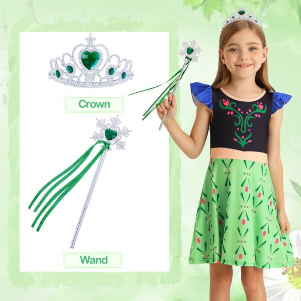 Benylion Anna Dress for Girls Kids Princess Anna Costume Cosplay Outfit Birthday Party Dress Outfits for 5-6 years - 图片 3
