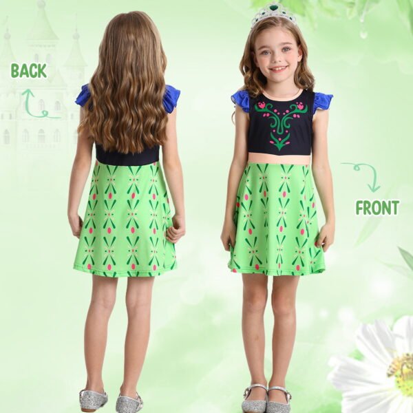 Benylion Anna Dress for Girls Kids Princess Anna Costume Cosplay Outfit Birthday Party Dress Outfits for 5-6 years - 图片 5