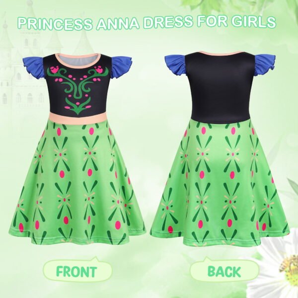 Benylion Anna Dress for Girls Kids Princess Anna Costume Cosplay Outfit Birthday Party Dress Outfits for 5-6 years - 图片 6