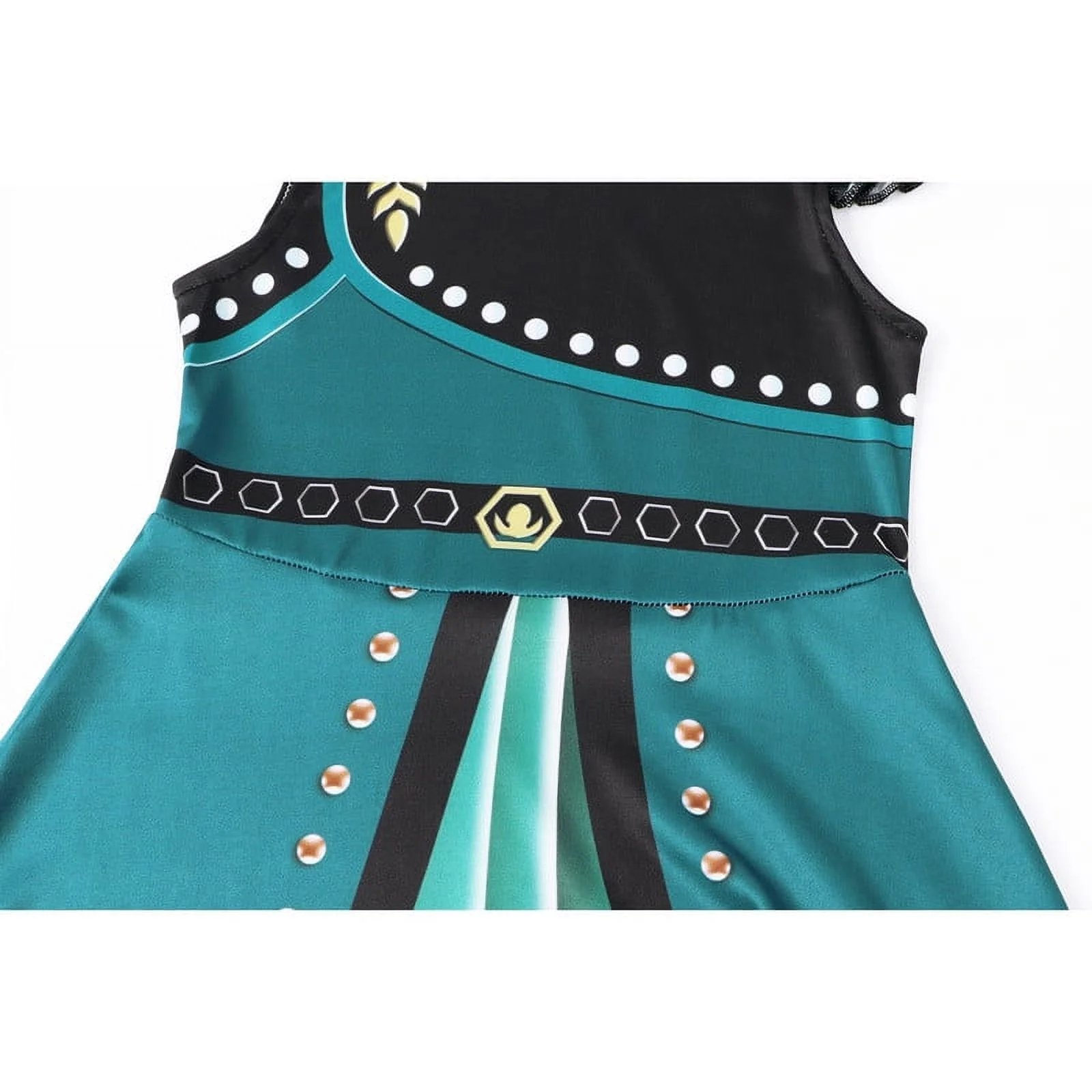 Benylion Girls Annie Princess Costume for 5-6T Ice Princess Cosplay Party Toddler Dresses with Crown Wand Accessories Outfits - 图片 6