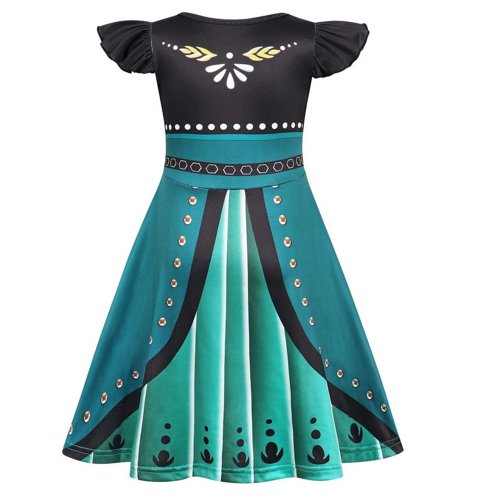 Benylion Girls Annie Princess Costume for 5-6T Ice Princess Cosplay Party Toddler Dresses with Crown Wand Accessories Outfits - 图片 3