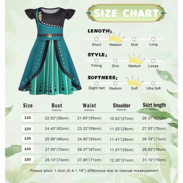 Benylion Girls Annie Princess Costume for 5-6T Ice Princess Cosplay Party Toddler Dresses with Crown Wand Accessories Outfits - 图片 2