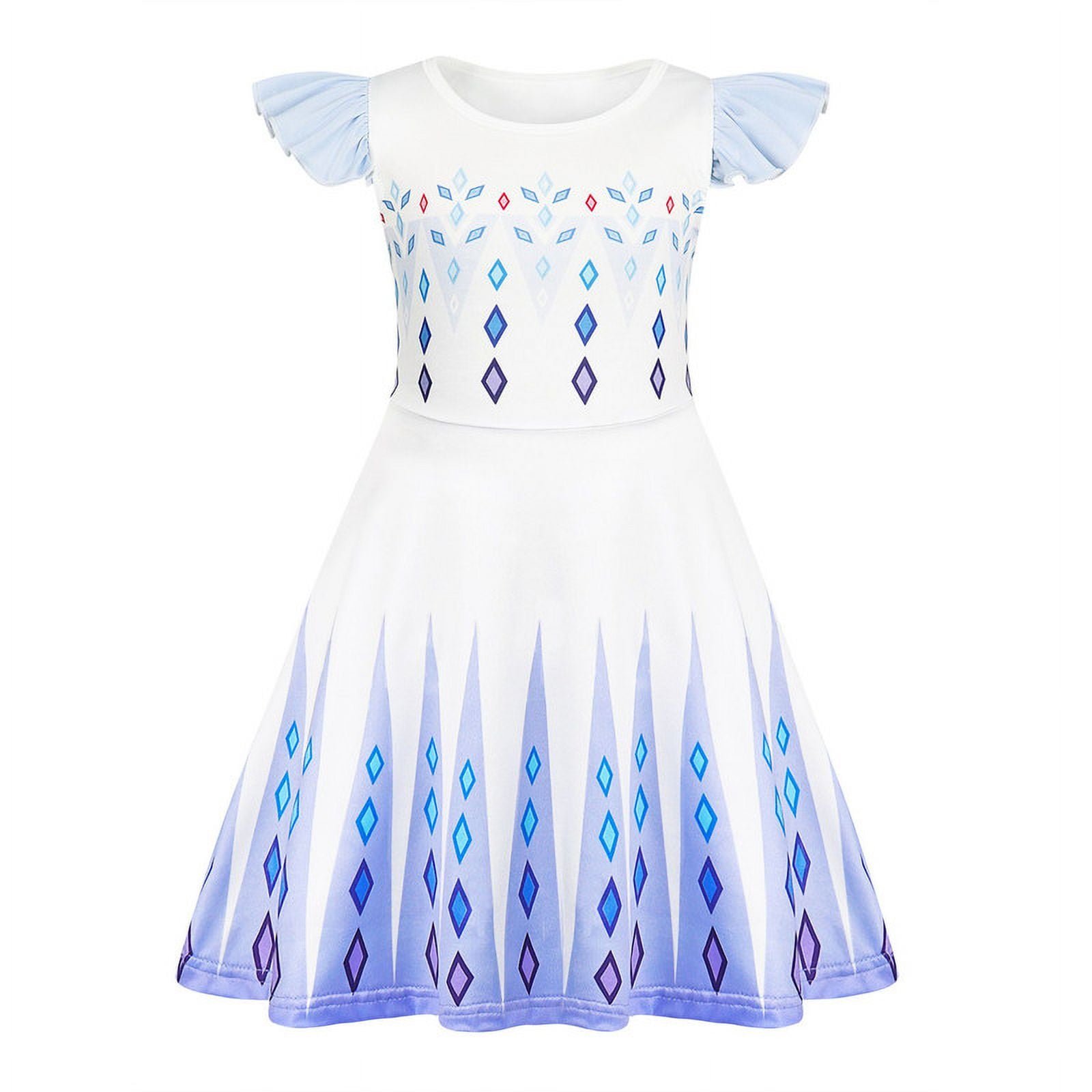 Benylion Girls Ice Princess Costume for 5-6T Outfit Birthday Party & Role Play Dresses with Crown - 图片 4