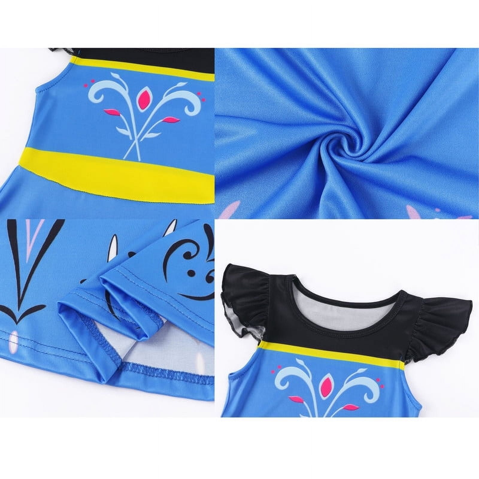 Benylion Girls Princess Dress with Hair Accessories 5-6T Ice-Inspired Party Gown Elegant Blue Costume for Birthday & Role Play - 图片 2