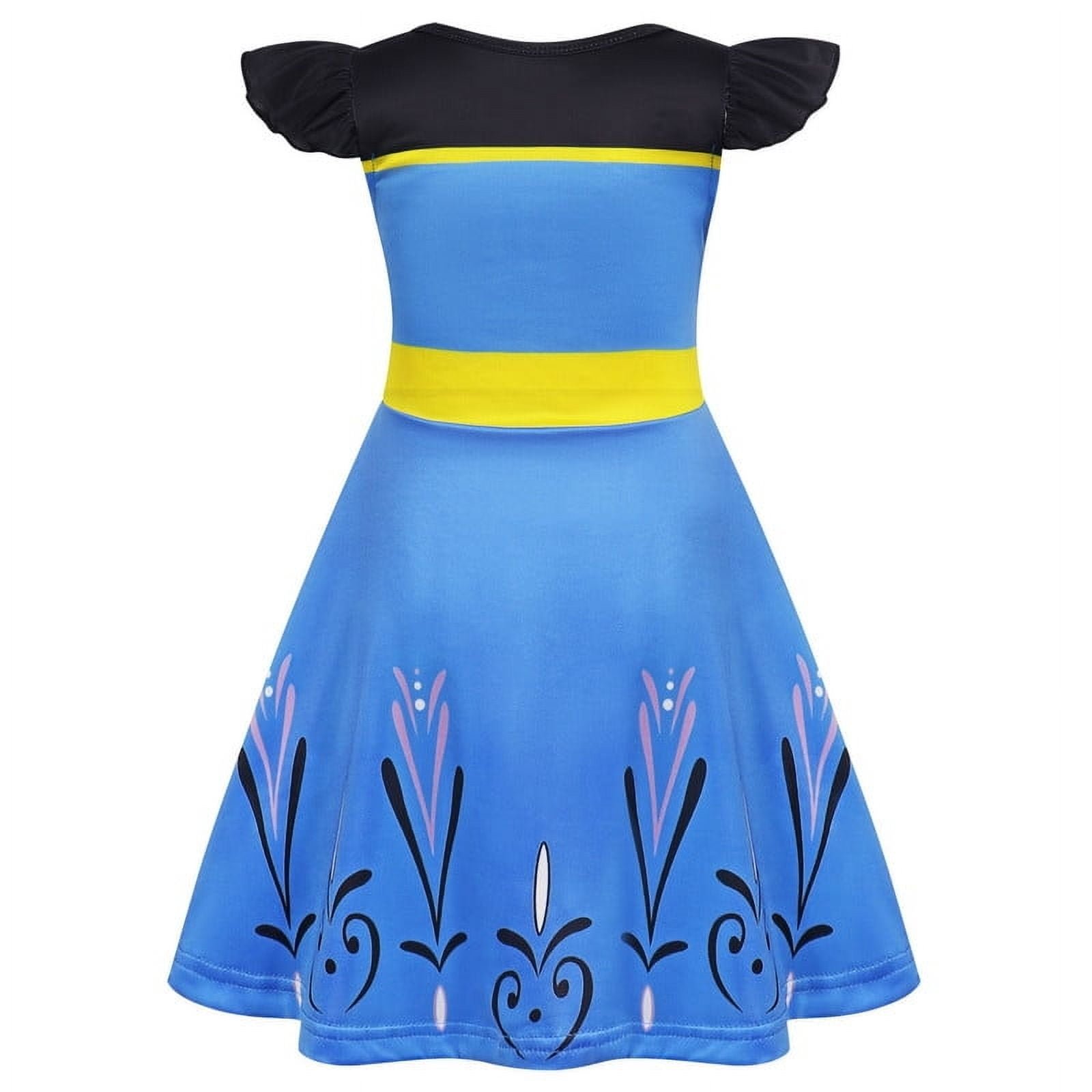 Benylion Girls Princess Dress with Hair Accessories 5-6T Ice-Inspired Party Gown Elegant Blue Costume for Birthday & Role Play - 图片 5