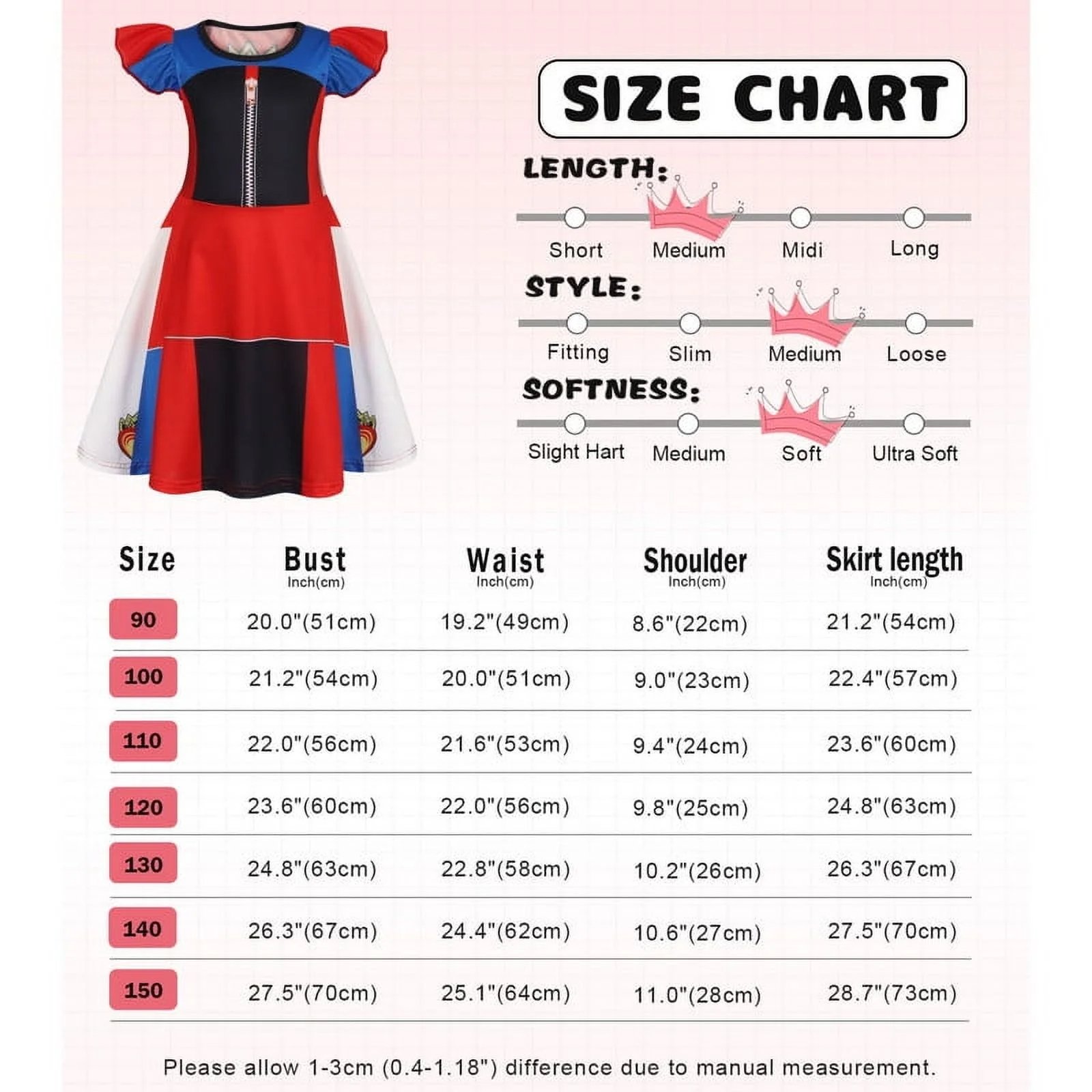 Benylion Girls Princess Dresses Evie Costume Birthday Party Dress Cosplay Outfits Role Play Clothes Outfit for 5-6 Years - 图片 2