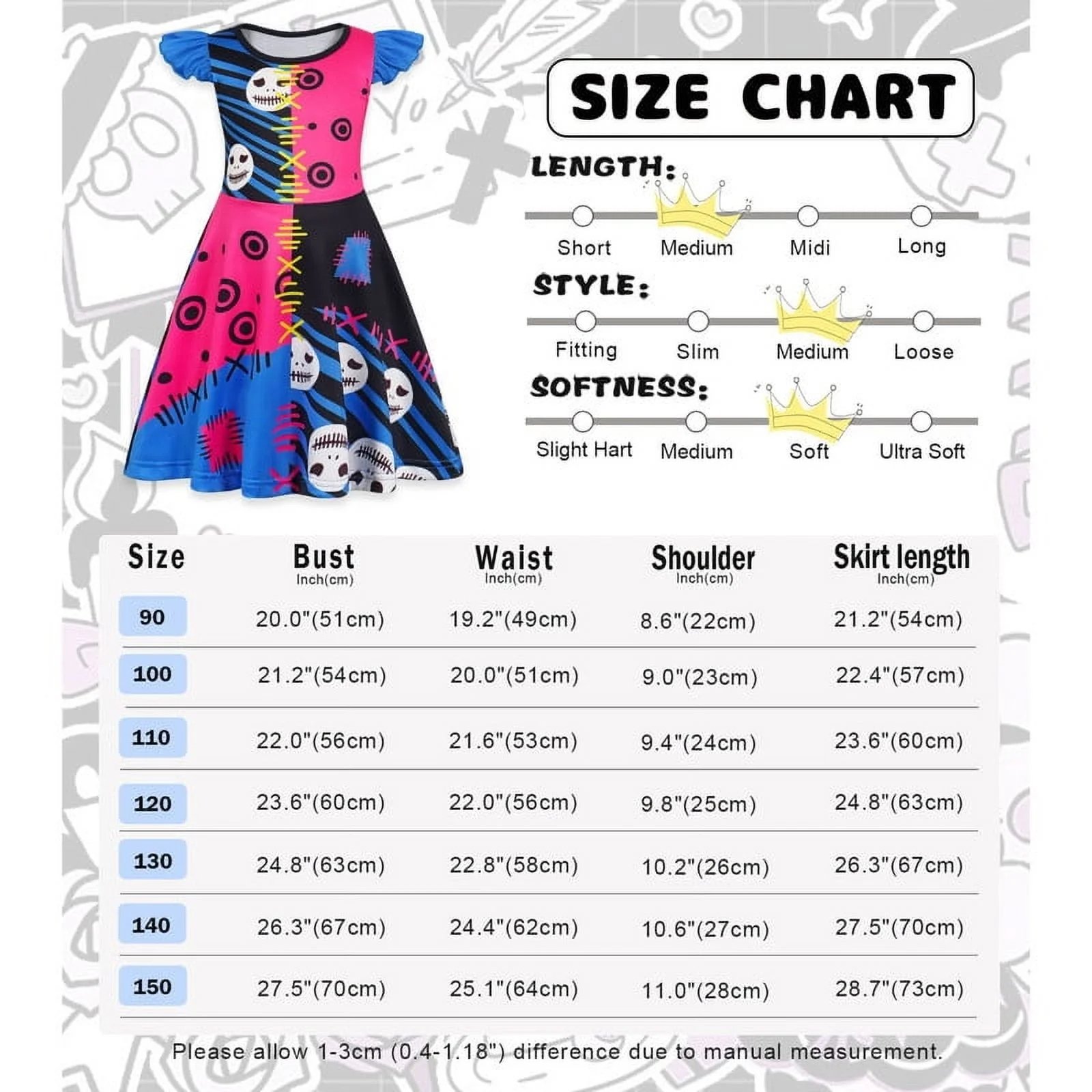 Benylion Girls Princess Dresses Costume Birthday Party Dress Cosplay Outfits Role Play Clothes Outfit for 5-6 Years - 图片 2