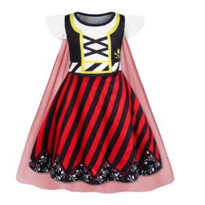 Benylion Girls Pirate Dress Toddler Buccaneer Costume Kids Dance Skirt Birthday Party Halloween Role Play Outfits for 5-6 Years