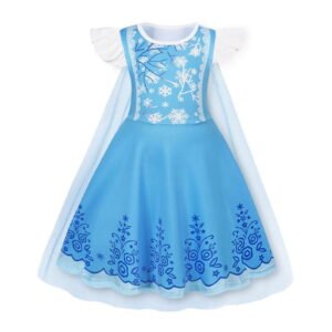Benylion Girls Princess Costumes Princess Dresses Fancy Dress Up Outfits with Cape Birthday Party Cosplay Outfit for 5-6 Years