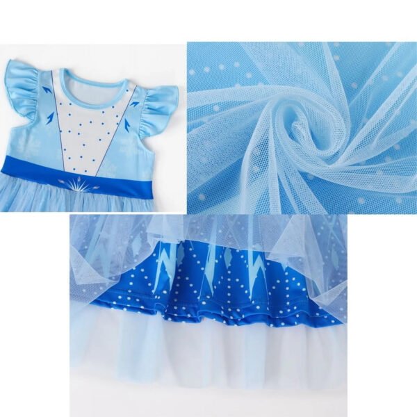 Benylion Girls Princess Costume Dress Toddler Kids Short Flutter Sleeve Tulle Dress up Cosplay Theme Party Outfit for 5-6 Years - 图片 4