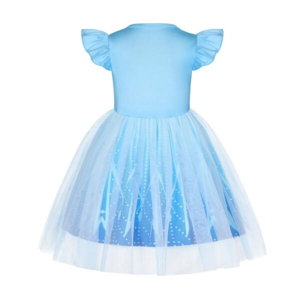 Benylion Girls Princess Costume Dress Toddler Kids Short Flutter Sleeve Tulle Dress up Cosplay Theme Party Outfit for 5-6 Years - 图片 6