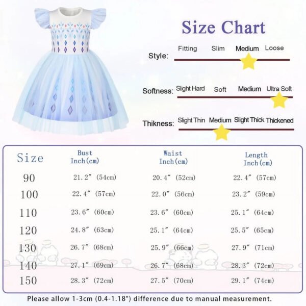 Benylion Girls Princess Costume Dress Toddler Kids Short Flutter Sleeve Tulle Dress up Cosplay Theme Party Outfit for 5-6 Years - 图片 2