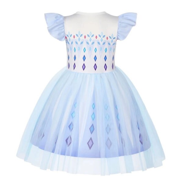 Benylion Girls Princess Costume Dress Toddler Kids Short Flutter Sleeve Tulle Dress up Cosplay Theme Party Outfit for 5-6 Years - 图片 3