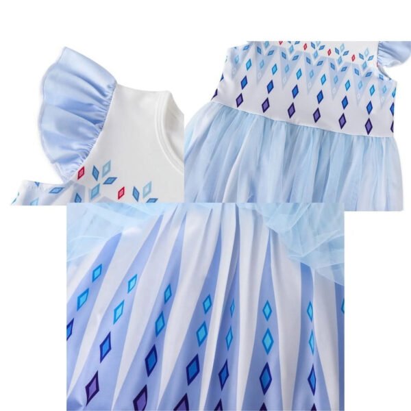 Benylion Girls Princess Costume Dress Toddler Kids Short Flutter Sleeve Tulle Dress up Cosplay Theme Party Outfit for 5-6 Years - 图片 5