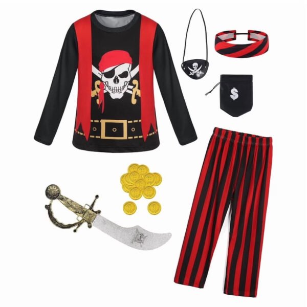 Benylion Boys Pirate Costume Toddler Kids Pirate Costume Accessories for 5-6T Theme Party Cosplay Halloween Dress Up Outfits Set