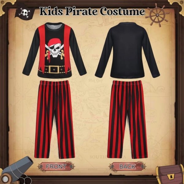 Benylion Boys Pirate Costume Toddler Kids Pirate Costume Accessories for 5-6T Theme Party Cosplay Halloween Dress Up Outfits Set - 图片 4