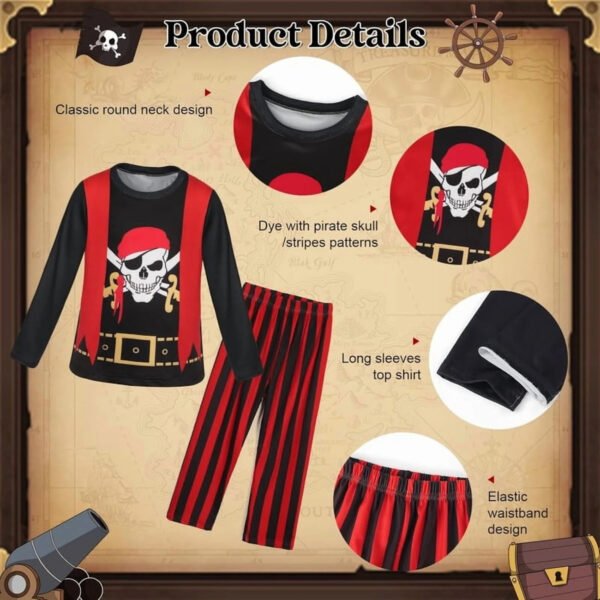 Benylion Boys Pirate Costume Toddler Kids Pirate Costume Accessories for 5-6T Theme Party Cosplay Halloween Dress Up Outfits Set - 图片 2