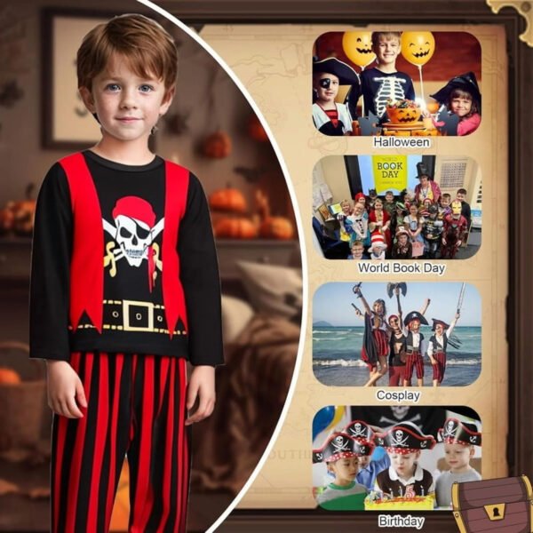 Benylion Boys Pirate Costume Toddler Kids Pirate Costume Accessories for 5-6T Theme Party Cosplay Halloween Dress Up Outfits Set - 图片 3