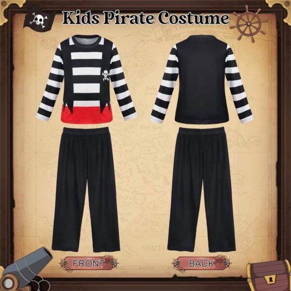 Benylion Boys Pirate Costume Toddler Kids Pirate Costume Accessories for 5-6T Theme Party Cosplay Halloween Dress Up Outfits Set - 图片 2