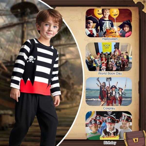 Benylion Boys Pirate Costume Toddler Kids Pirate Costume Accessories for 5-6T Theme Party Cosplay Halloween Dress Up Outfits Set - 图片 4