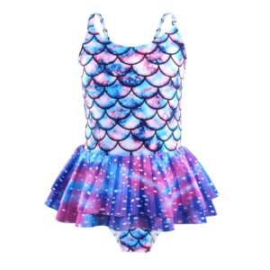 Jurebecia Girls Swimming Costume Mermaid One Piece Swimwear Girls Ruffle Swimsuit for Kids Bikini Sets for Girls Summer Pool Beach Holiday Water Sports Surfing