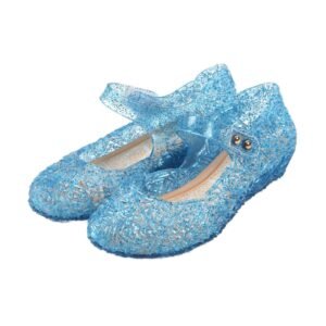 Jurebecia Princess Jelly Sandals for Girls & Toddlers - Frozen Inspired Sparkly Dress Shoes, Non-Slip Soft Sole