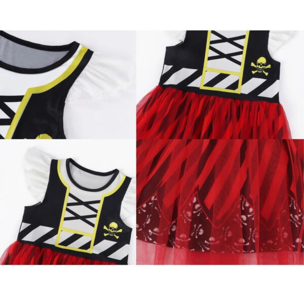 Benylion Girls Pirate Costume Toddler Buccaneer Dress Kids Dance Skirt Birthday Party Halloween Role Play Outfits for 5-6 Years - 图片 5