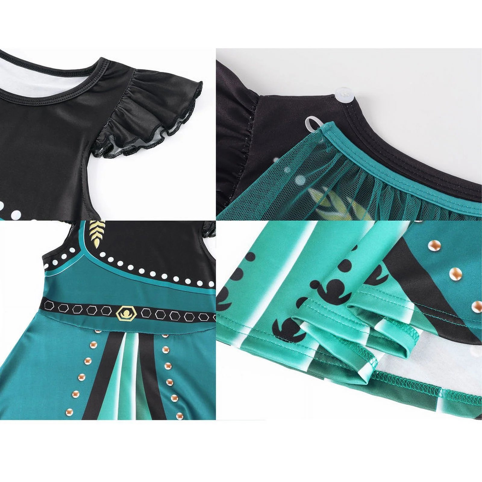 Benylion Princess Anna Dress With Cape Girls Birthday Party Cosplay Costume Toddler Ruffle Sleeve Fancy Outfit for 5-6 Years - 图片 2