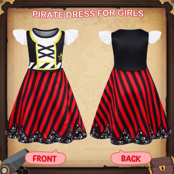 Benylion Girls World Book Day Costumes for Girls Pirate Costume Kids Role Play Outfits Pirate Costume Kids Stage Performance Dress up Outfits for 5-6 Years - 图片 6
