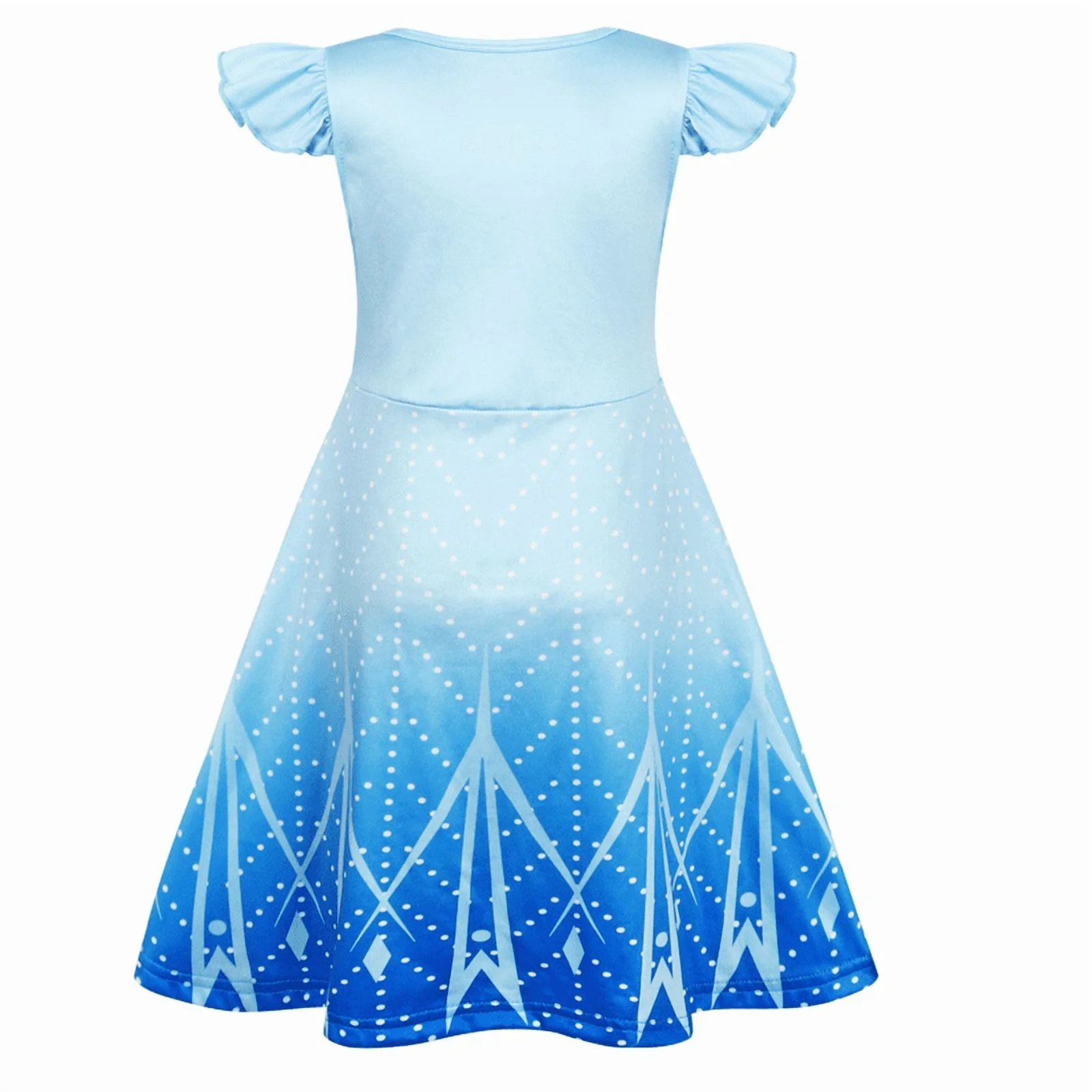 Benylion Girl's Ice Princess Short Sleeve Dress Printed Casual Swing Twirl Skirt For Holiday Theme Party Outfits for 5-6 Years - 图片 5