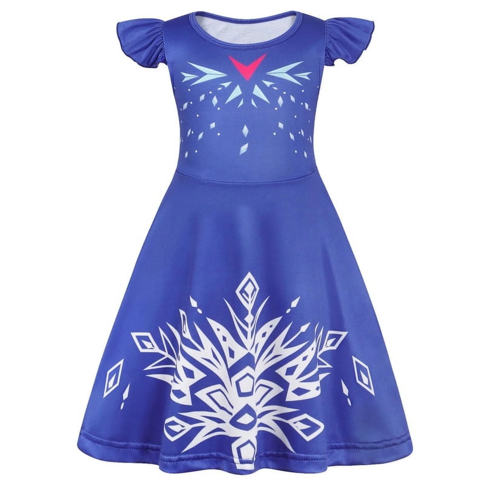 Benylion Girls Princess Dresses Ice Costume Birthday Party Dress Cosplay Outfits Role Play Clothes Outfit for 5-6 Years - 图片 6